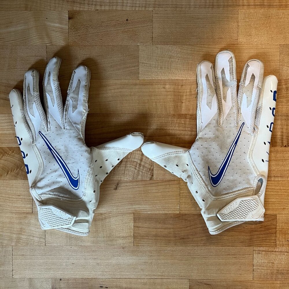 Men's Medium Nike Vapor Jet Football Gloves White and Blue
